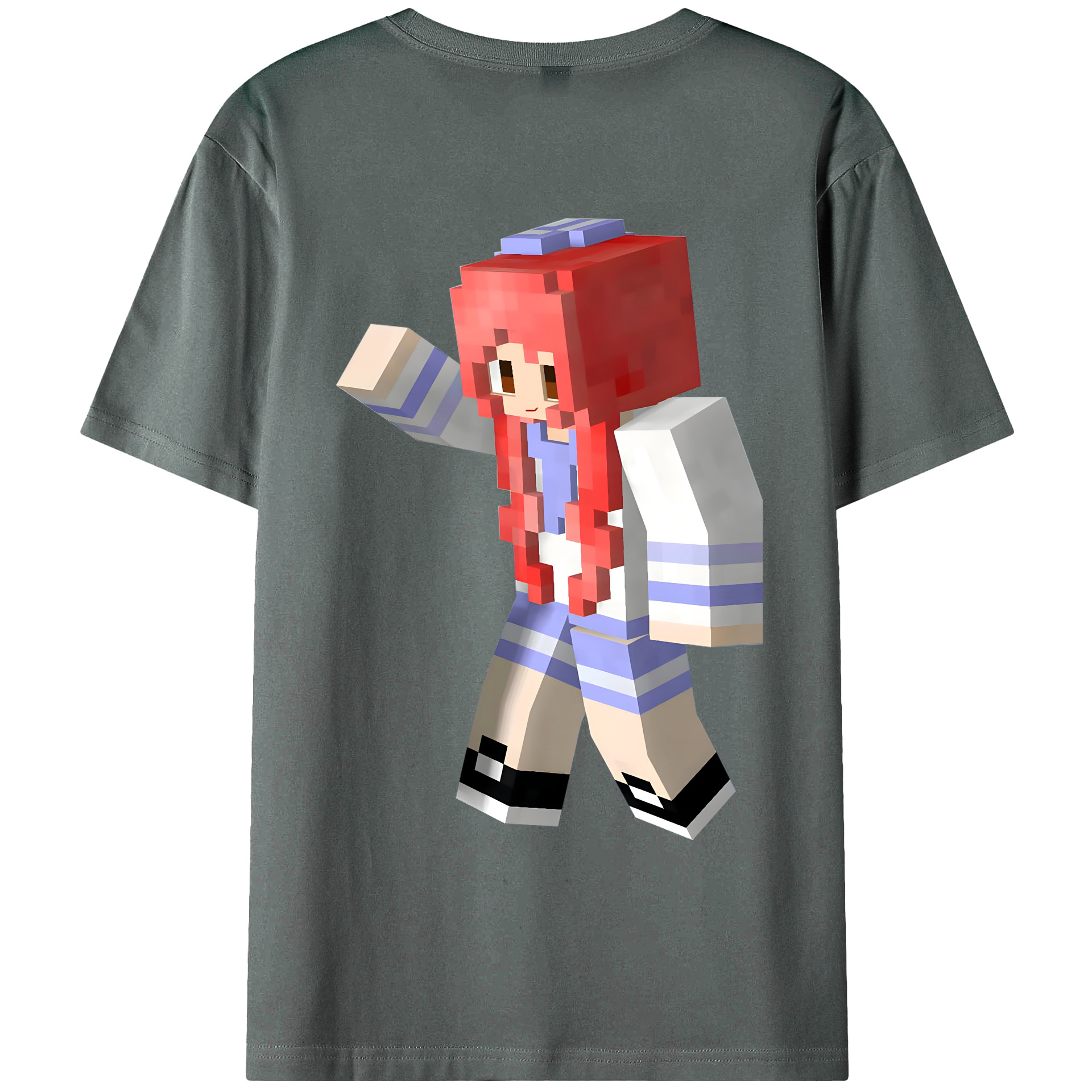 （画像用） マインクラフト ブロックの世界 Minecraft MC Block world 綿100％ メンズ半袖Tシャツ（バックプリント） 通気性